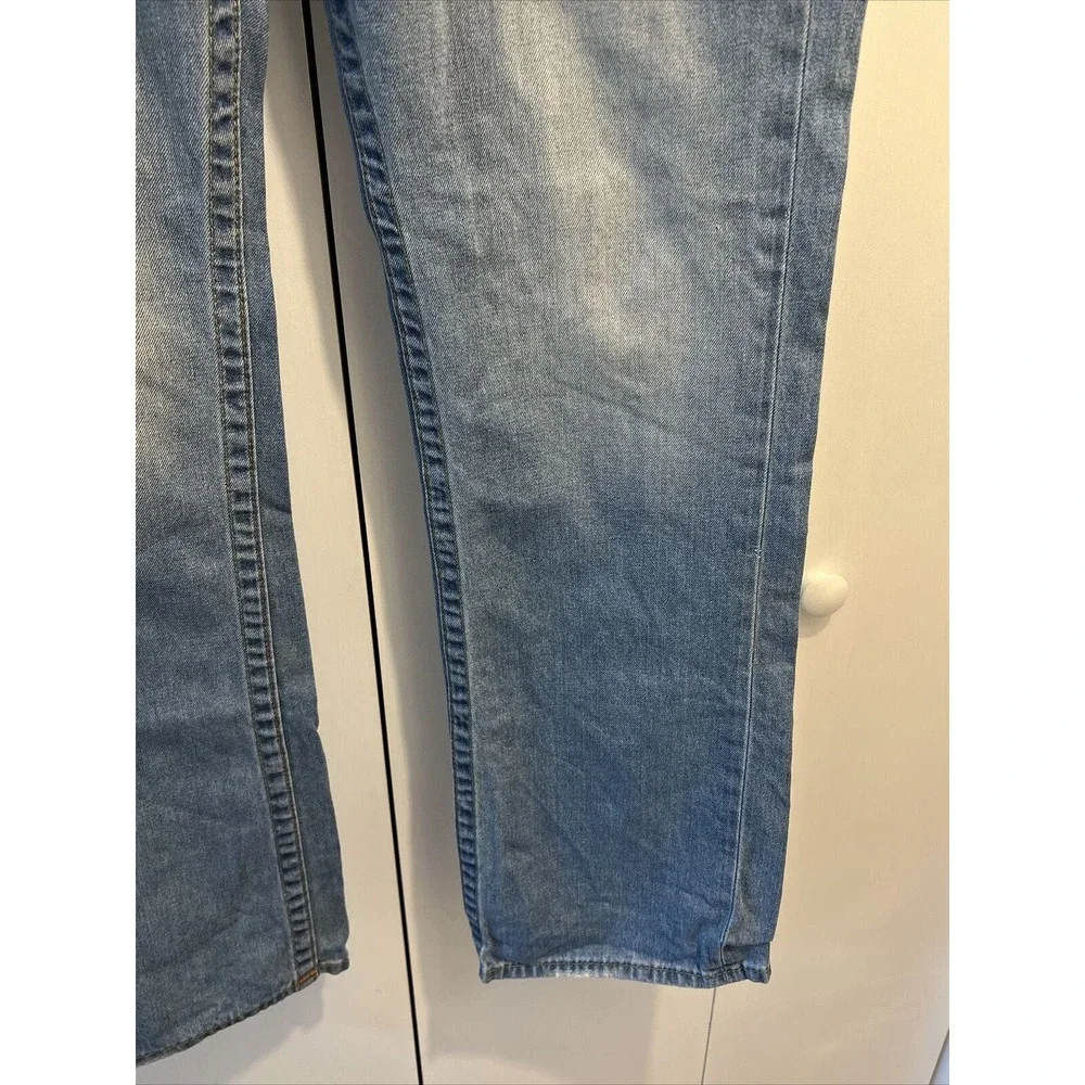 True Religion Jeans Men's 36x34 Blue Denim Straight w/Flaps Retro Rock Skater 34